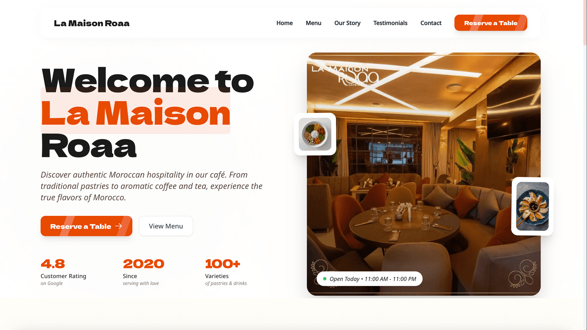 La Maison Roaa - Restaurant Reservation Website